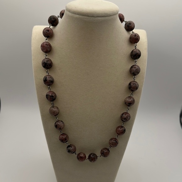 B.Rising Jewelry - Handmade Unique Lavender Kiwi Jasper Beaded Chain Link Necklace